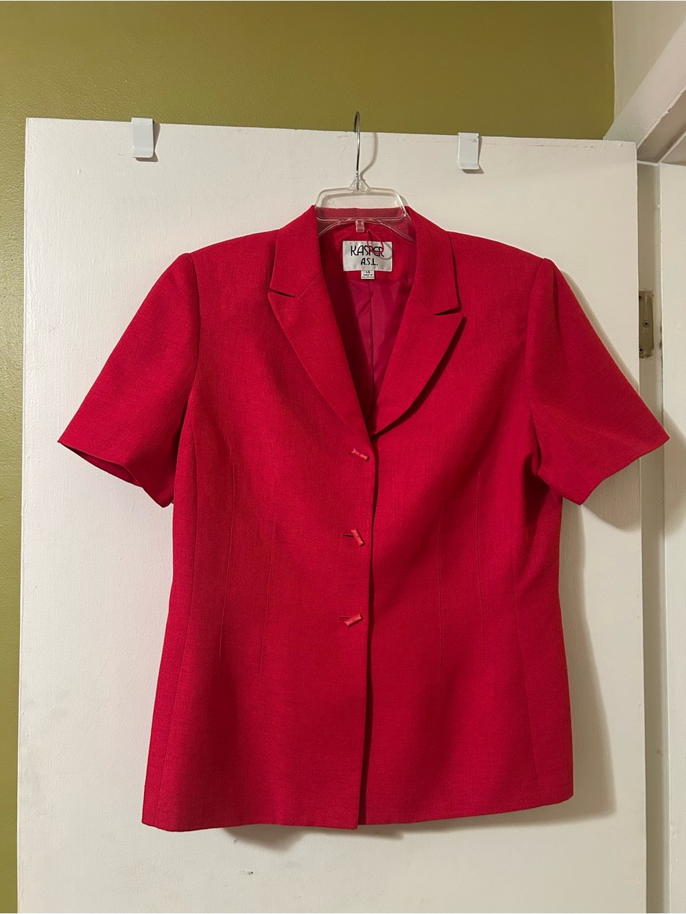 Kasper Red Short Sleeve Notched Blazer